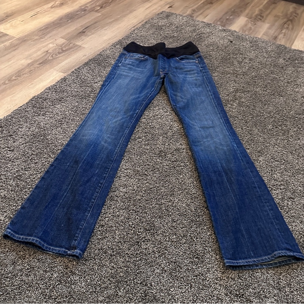 7 For All Mankind Maternity Jeans Bootcut Belly Panel Stretch Denim Size 30 USA
